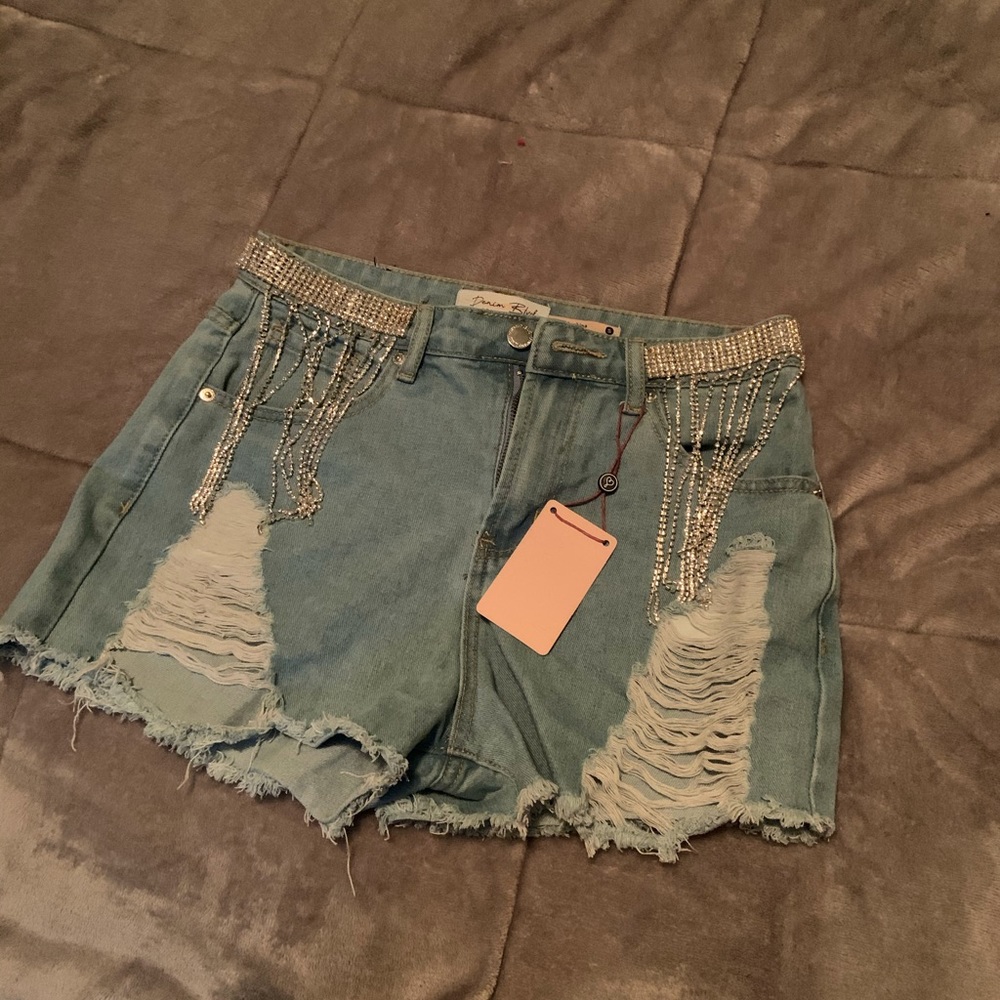Rhinestone boutique shorts, Denim BLVD size S